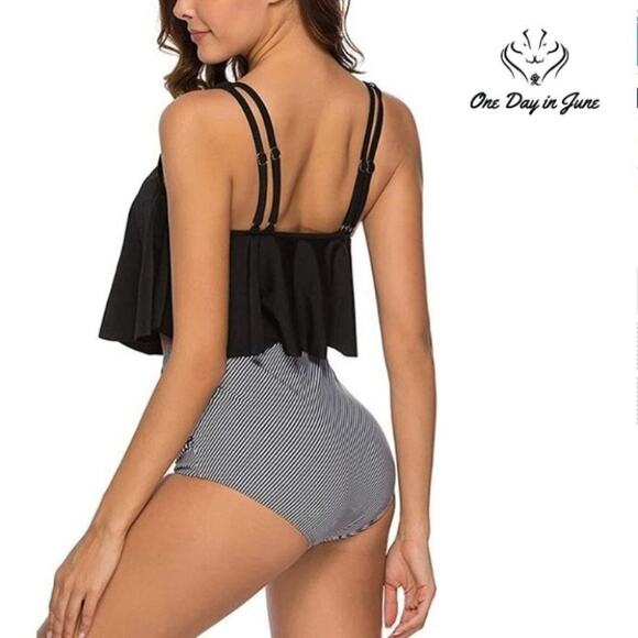 Adisputent High Waisted Flounce Vintage Bikini Size M - Picture 2 of 3